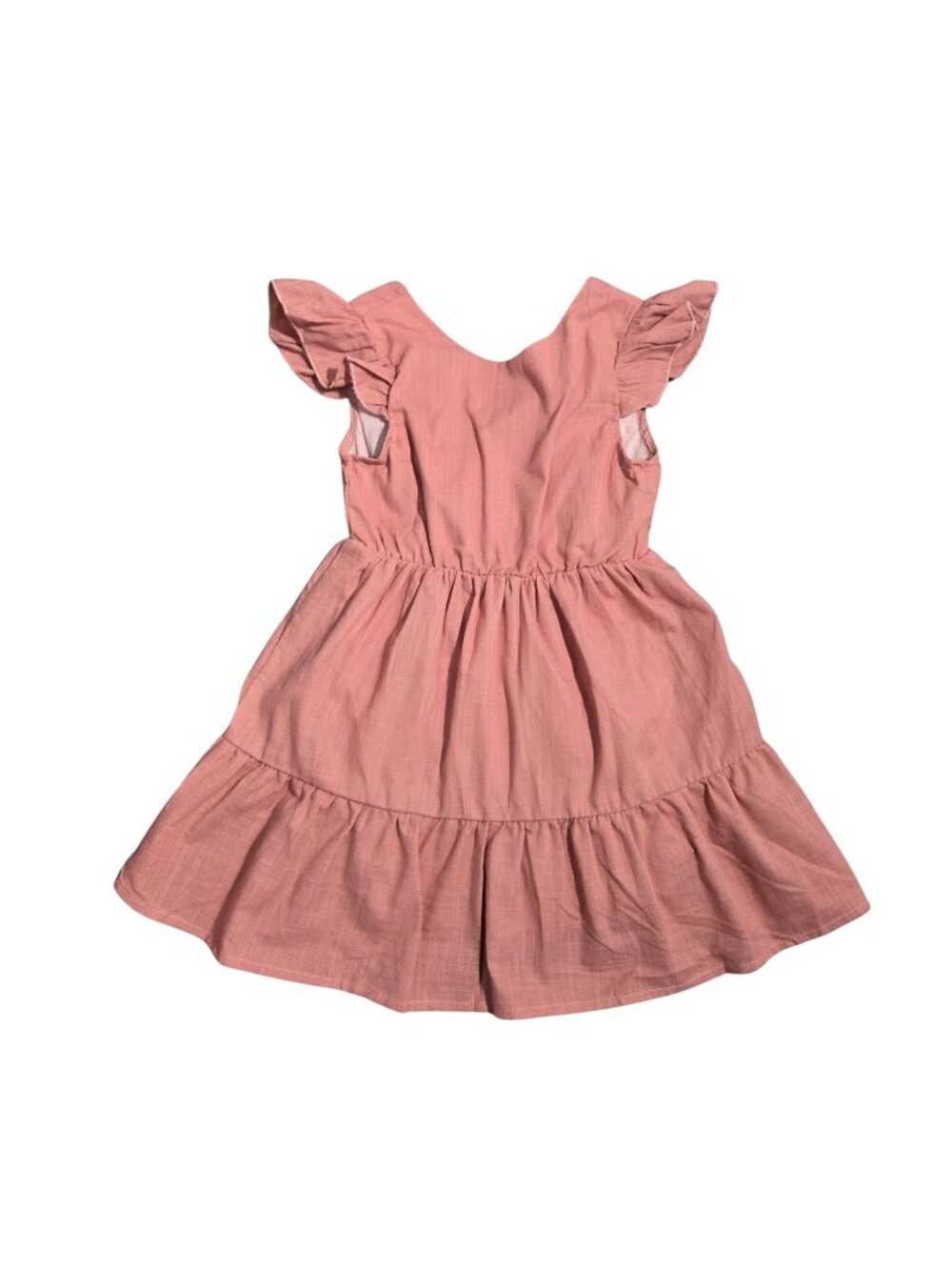 NWOT | Girls' Tiered Ruffle Dress | Flutter Sleeve | Dusty Rose | 3-4Y
